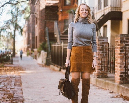 Замшевая юбка в стиле кэжуал